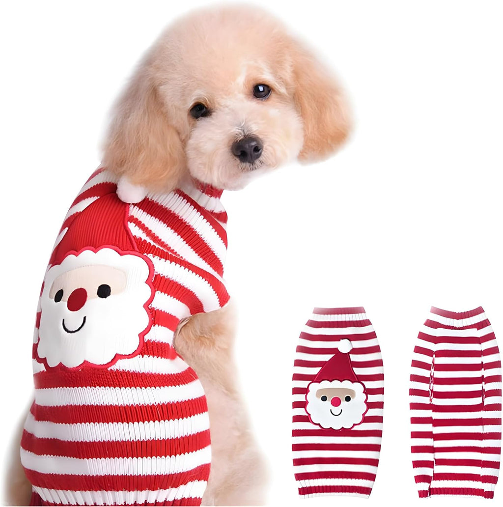 Santa Claus Pet Sweater Dog Sweaters Cold Weather Outfit for Small to Medium Sized Dogs and Cats for Christmas Day (Santa Claus, X-Large)