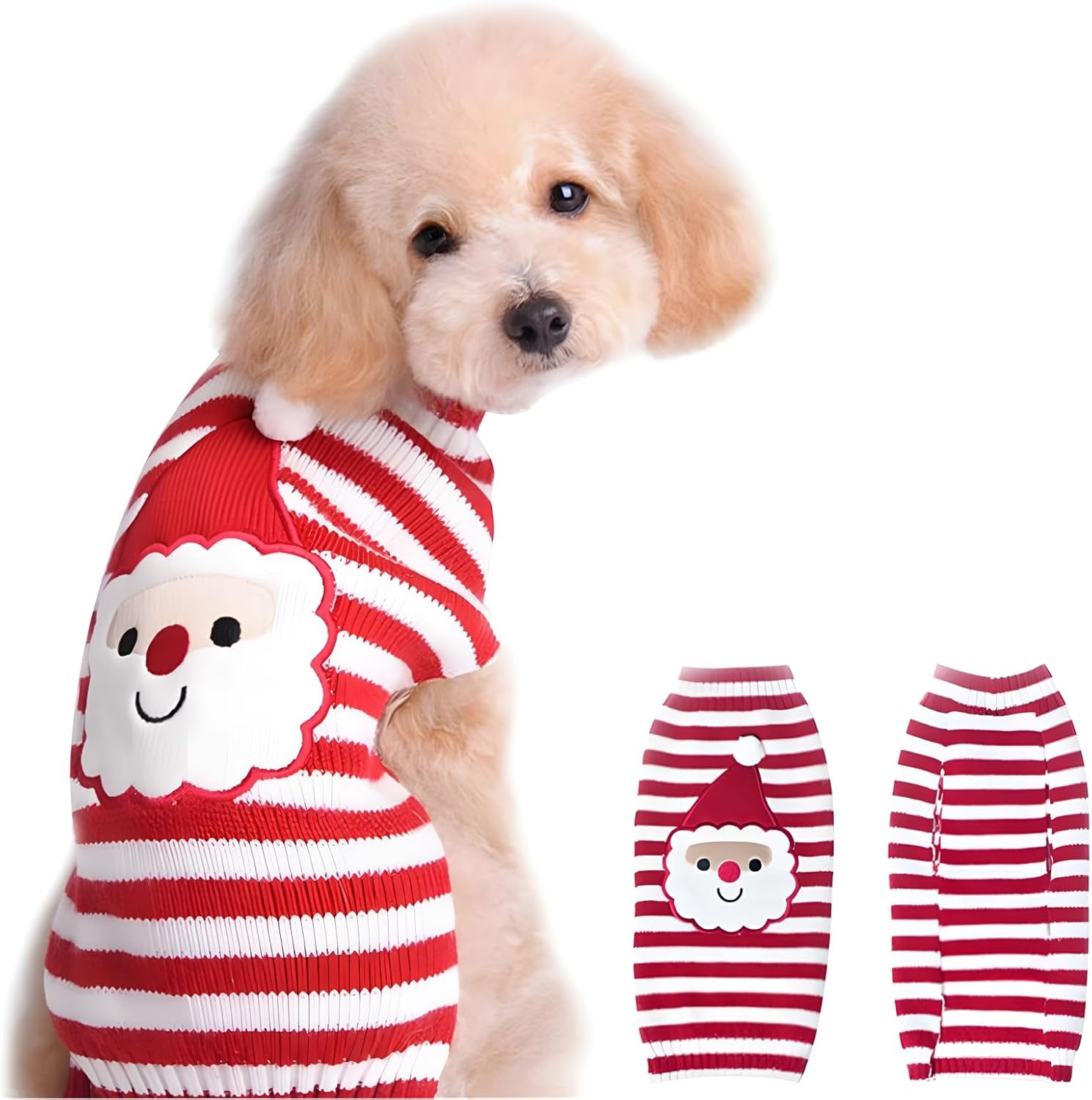 Santa Claus Pet Sweater Dog Sweaters Cold Weather Outfit for Small to Medium Sized Dogs and Cats for Christmas Day (Santa Claus, X-Large)