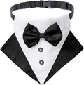 Dog Tuxedo Collar with Bow Tie, Wedding Dog Bandana, Black, Large