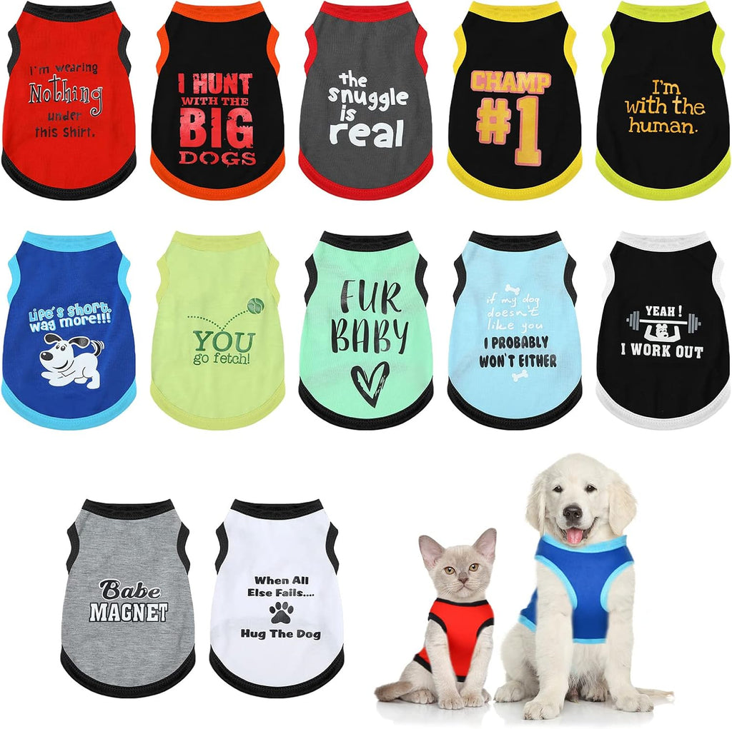 12 Pcs Dog Shirts, Summer Printed Puppy Clothes,X-Small