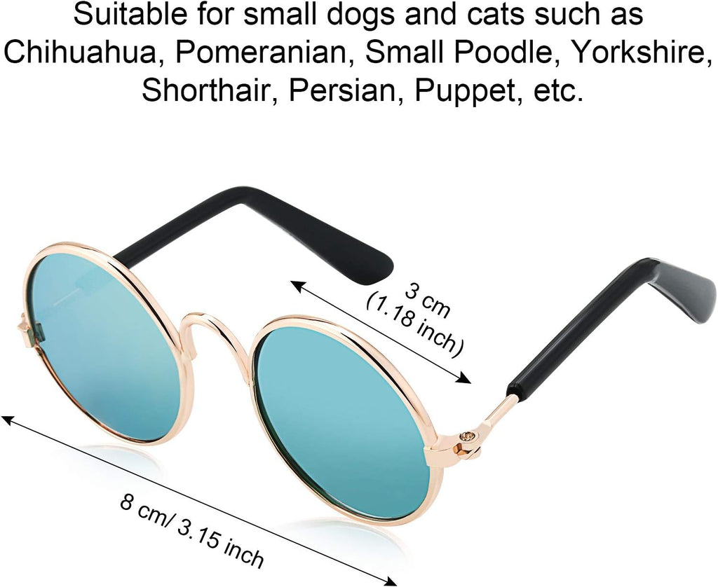 6 Pcs Cat Sunglasses Pet Glasses, Black and Mix Reflective Color