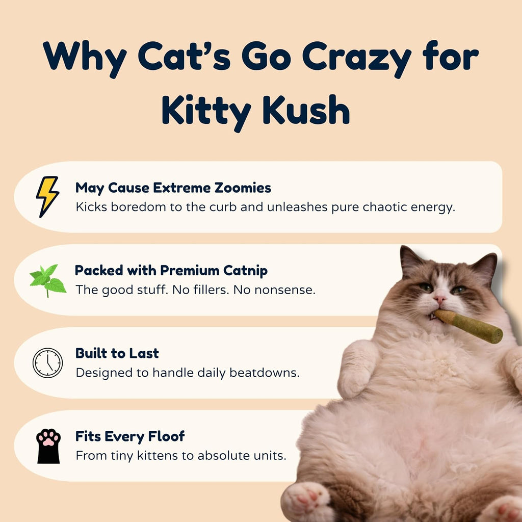 Kitty Kush Catnip Pre-Roll Toys (3-Pack) – Funny Catnip Toys for Cats – Interactive Cat Toy Set for Indoor Cats – 100% Catnip Filled