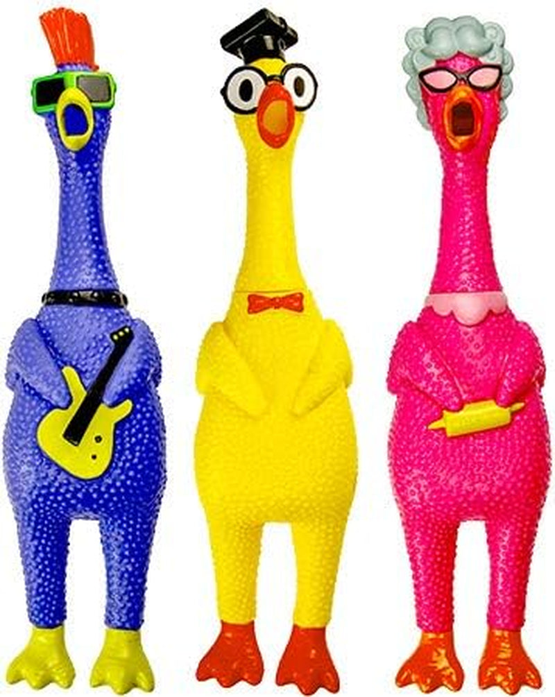 Screaming Rubber Chicken Toy (12 Units Assorted) Squeaky Chicken Toys for Kids. Funny Noise Maker Prank & Gag Gifts. Novelty Toys & Amusements. Rubber Dog Toys. 1704-12S