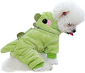 Dinosaur Dog Costume, Winter Dog Pajamas for Small Dogs, Warm Puppy Hoodies, Blue Cold Weather Coat for Cat, Warm Pet Clothes for Christmas Halloween (Green-2, Medium)