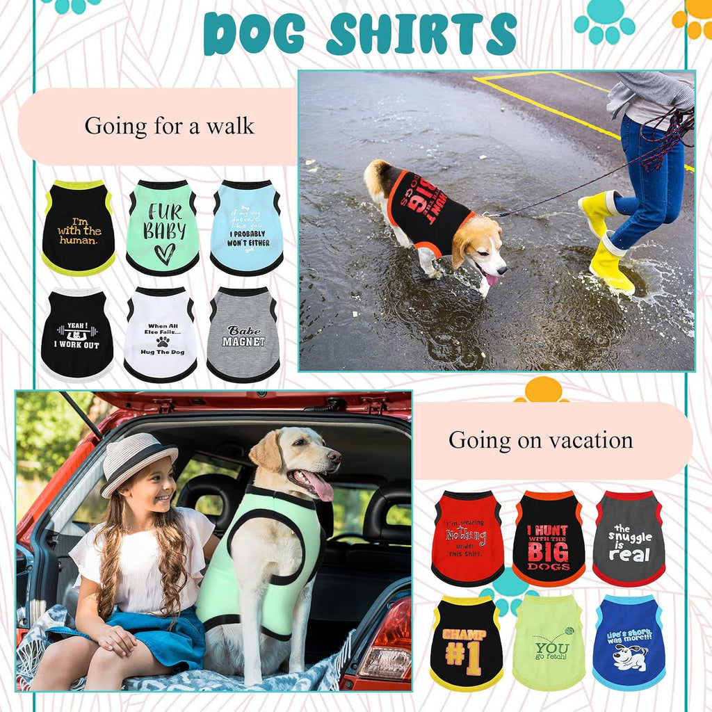 12 Pcs Dog Shirts, Summer Printed Puppy Clothes,X-Small