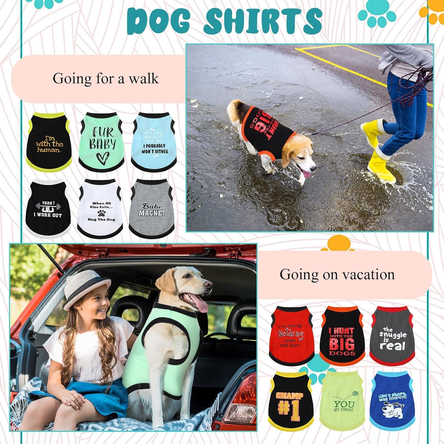 12 Pcs Dog Shirts, Summer Printed Puppy Clothes,X-Small