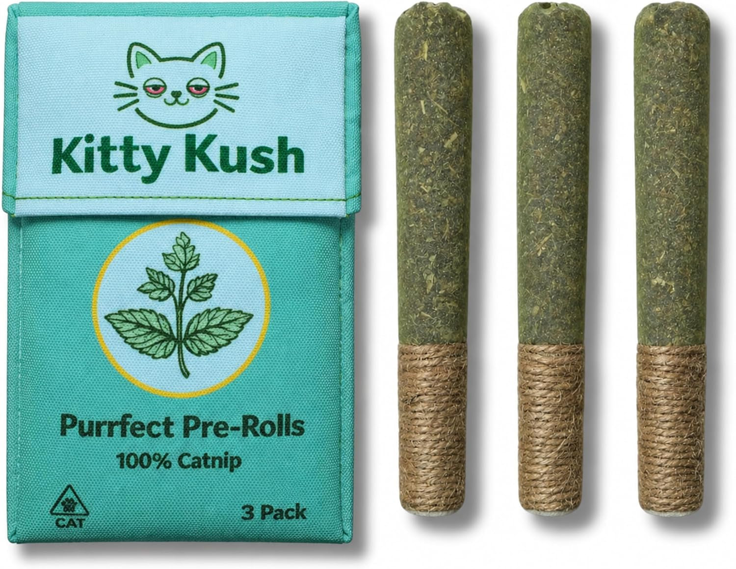 Kitty Kush Catnip Pre-Roll Toys (3-Pack) – Funny Catnip Toys for Cats – Interactive Cat Toy Set for Indoor Cats – 100% Catnip Filled