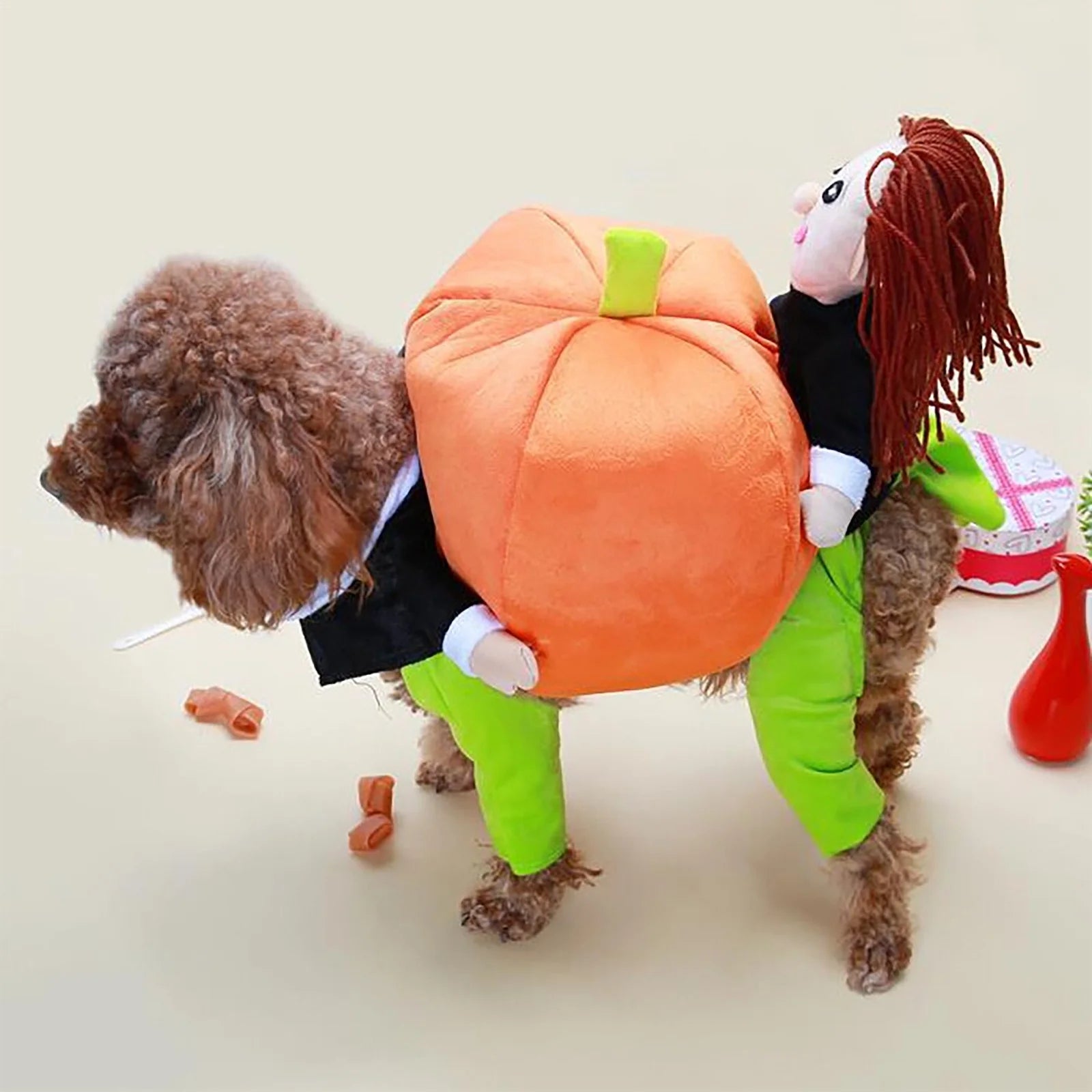 TEPSMF Soft Polyester Halloween Pumpkin Witch Doll Dog Costume, Orange, Medium